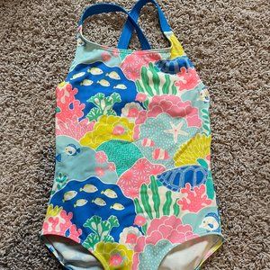 Mini Boden Cross-back Printed Swimsuit